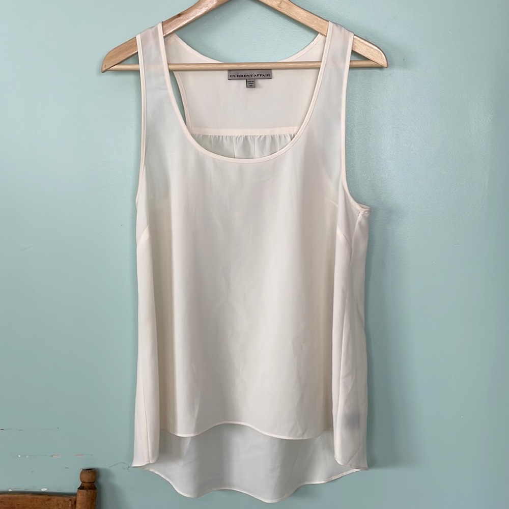 Current Affair cream racer back tank top blouse, size medium
